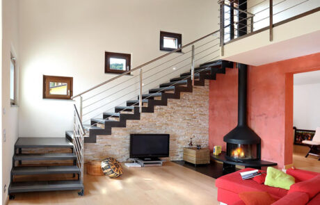 SCALA A GIORNO MOD. REBECCA CON GRADINI IN MATTONELLA + BALAUSTRA MOD. FILOMENA INOX copia