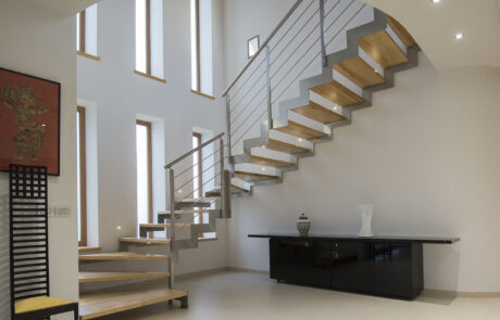 SCALA A GIORNO MOD. REBECCA INOX + BALAUSTRA MOD. FILOMENA INOX