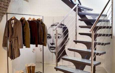 SCALA A GIORNO MOD. ROMINA + BALAUSTRA MOD. FILOMENA INOX min